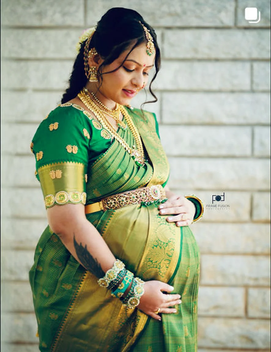 A seemantha shoot in green silk